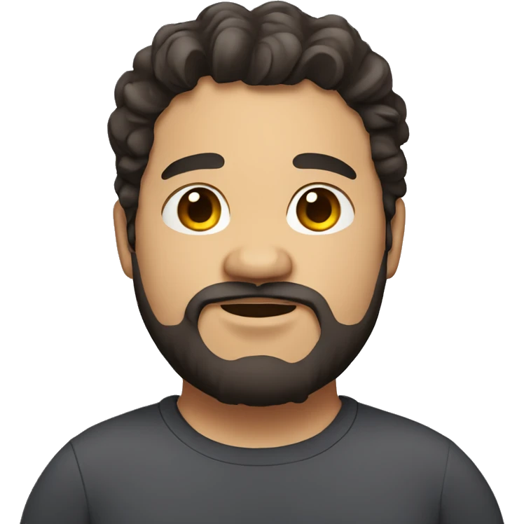 Chubby guy with dark wavy hair. Medium skin with beard emoji