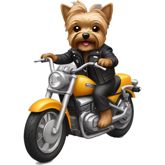 Yorkie riding a motorcycle emoji