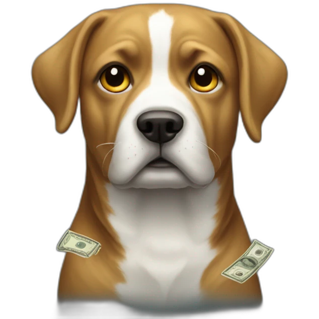 Rich dog money rain emoji