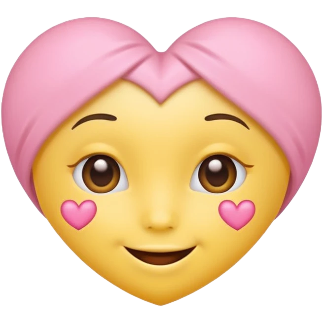 cute emoji, heart eyes, playful grin, pastel pink and yellow, no background emoji