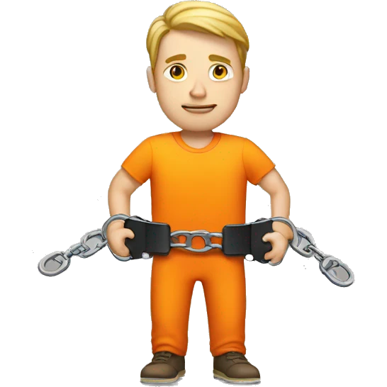 white male with orange shirt and handcuffs emoji