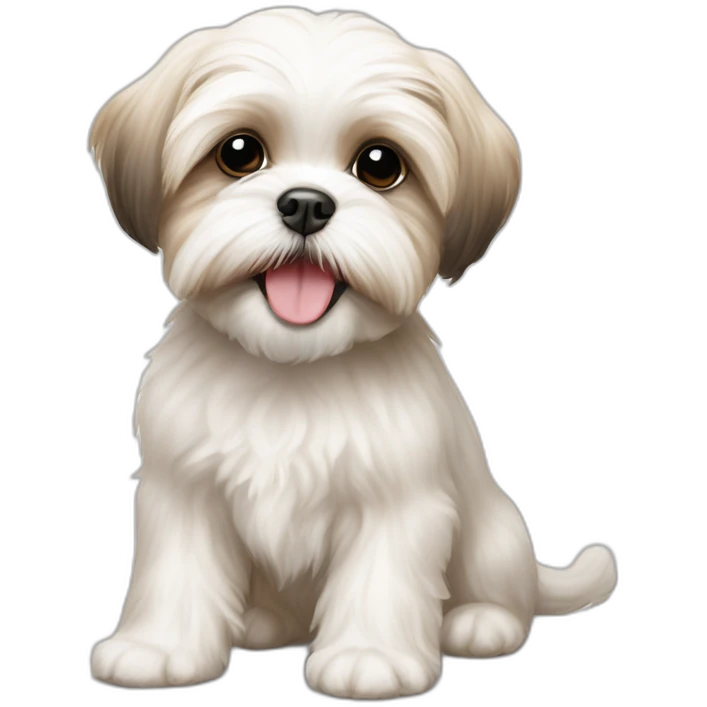 happy Maltese shih tzu puppy white beige emoji