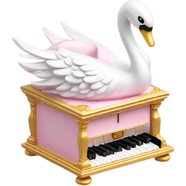 3d isometric swan music box soft pink emoji