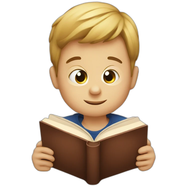 european boy reads a book emoji