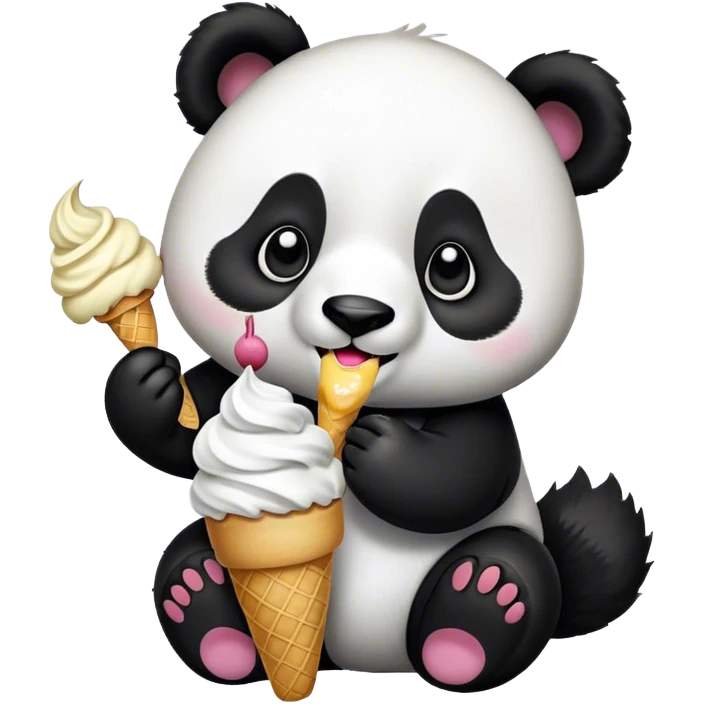 Panda eating ice cream emoji