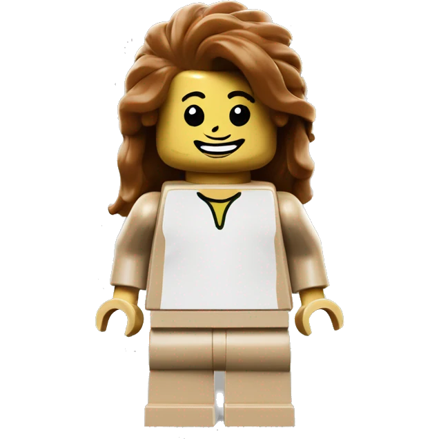 Lego minifig smile brown flip hair  emoji