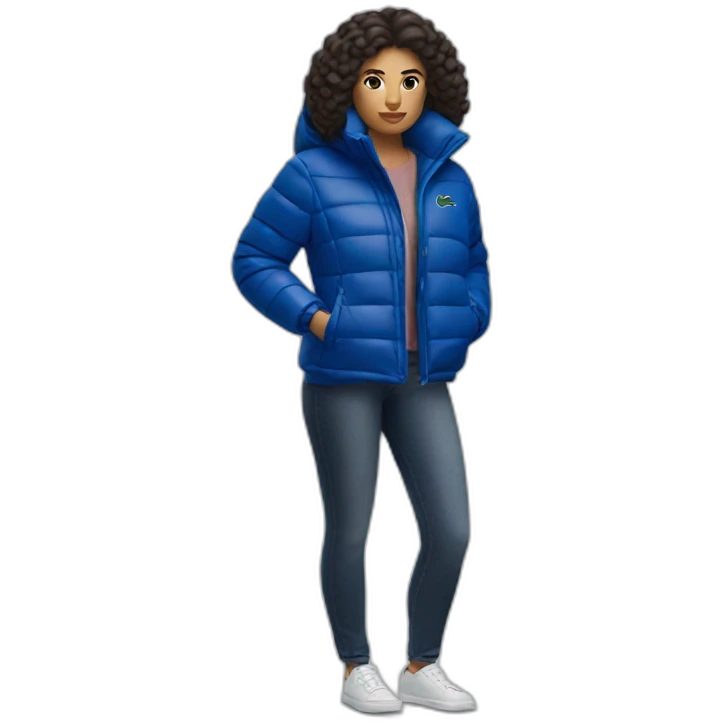 latina woman using Lacoste puffer jacket emoji