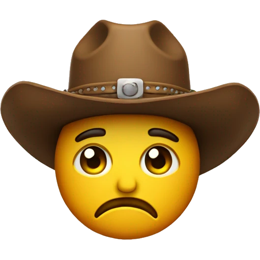 Sad face with cowboy hat emoji