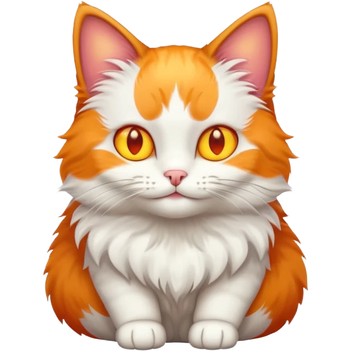 A bicolor cat emoji with glowing happy yellow eyes emoji