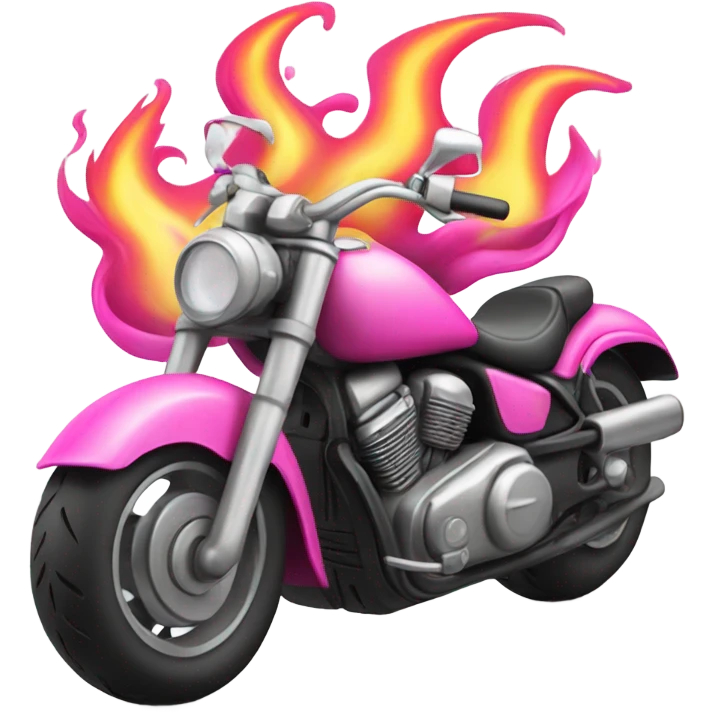pink motorcycle with painted flames emoji