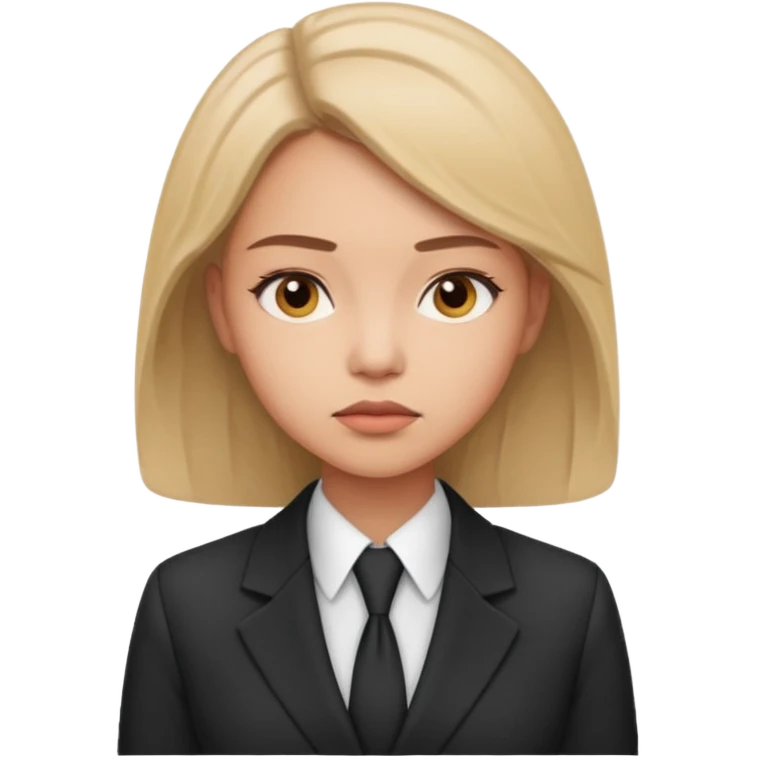 сделай молодую девушку в деловом костюме которая задумалась над чем-то  emoji