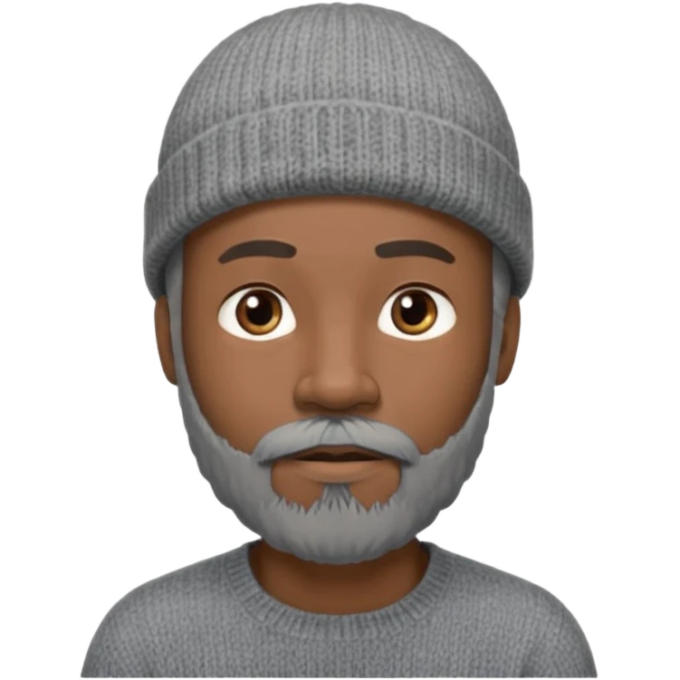 Middle-aged black male, gray goatee beard, wearing a gray knit beanie emoji
