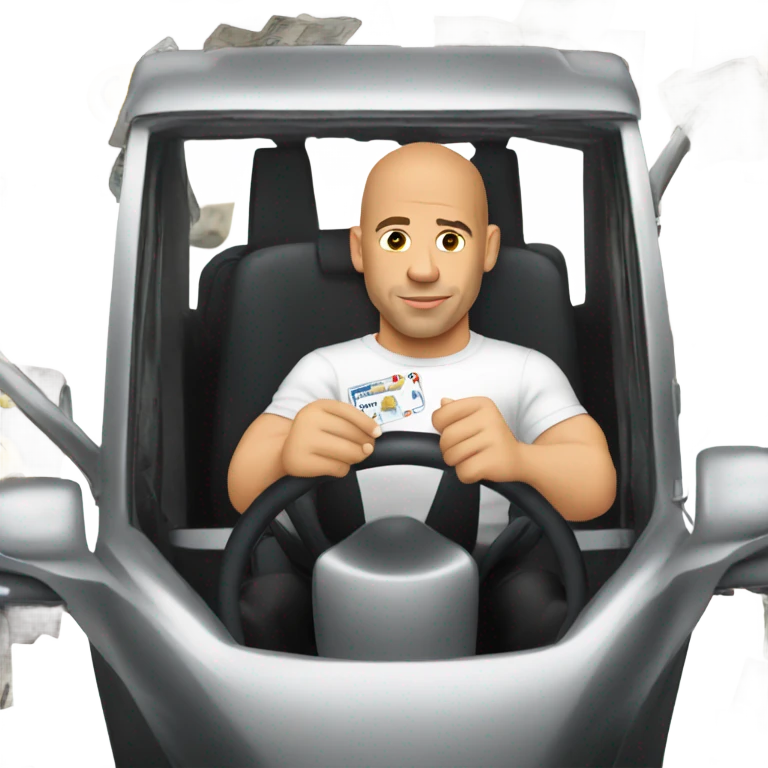 Vin diesel driving a card emoji