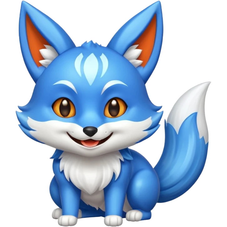 Make a blue kitsune happy emoji