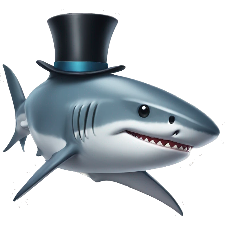 Shark with a top hat emoji