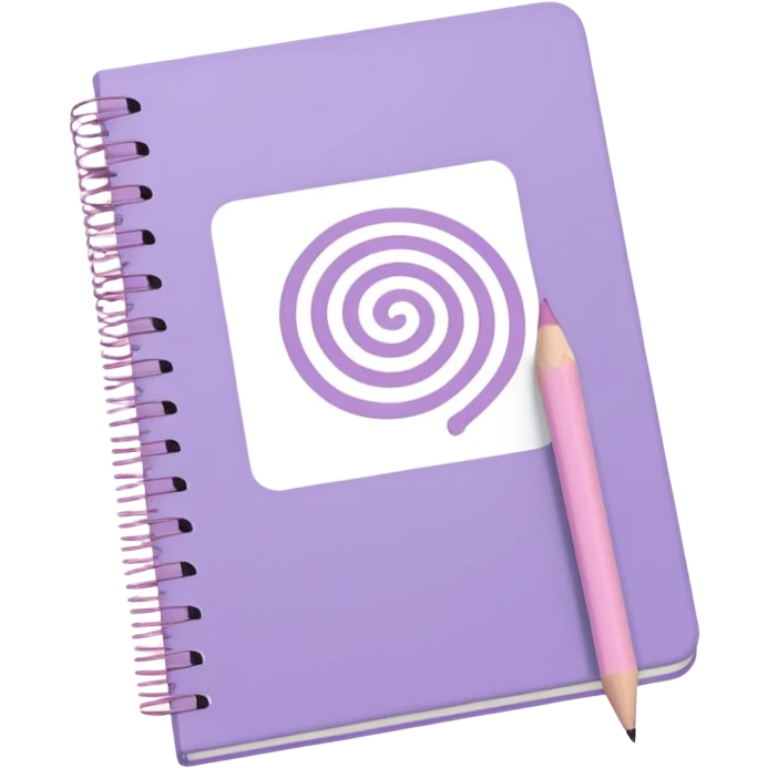 pastel purple spiral-bound notebook labeled 'schedule' in white, with a soft pink pencil resting on it, iOS emoji style emoji