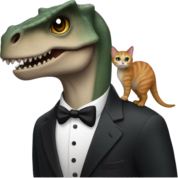 dinosaur carrying a tuxedo cat emoji