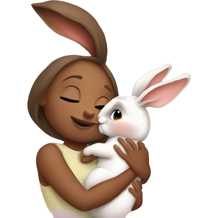 Mama Bunny kissing kid bunny emoji