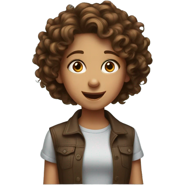 Girl with brown curly hair amazed emoji