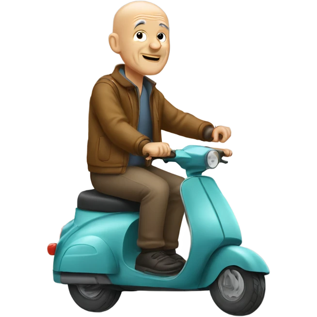 Old bald Man on a scooter emoji