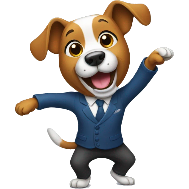 A dog dancing in bank emoji