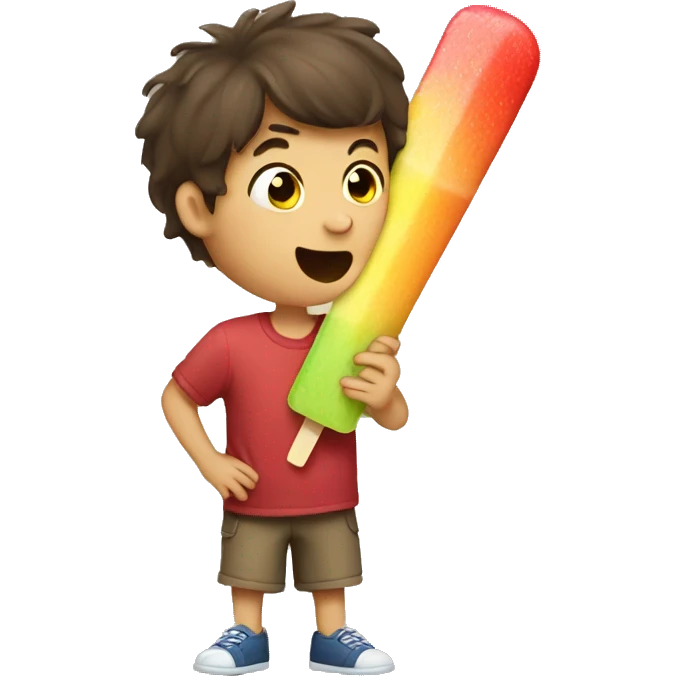Boy eating popsicle  emoji