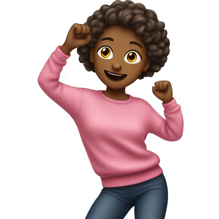 Girl in pink sweater dancing emoji