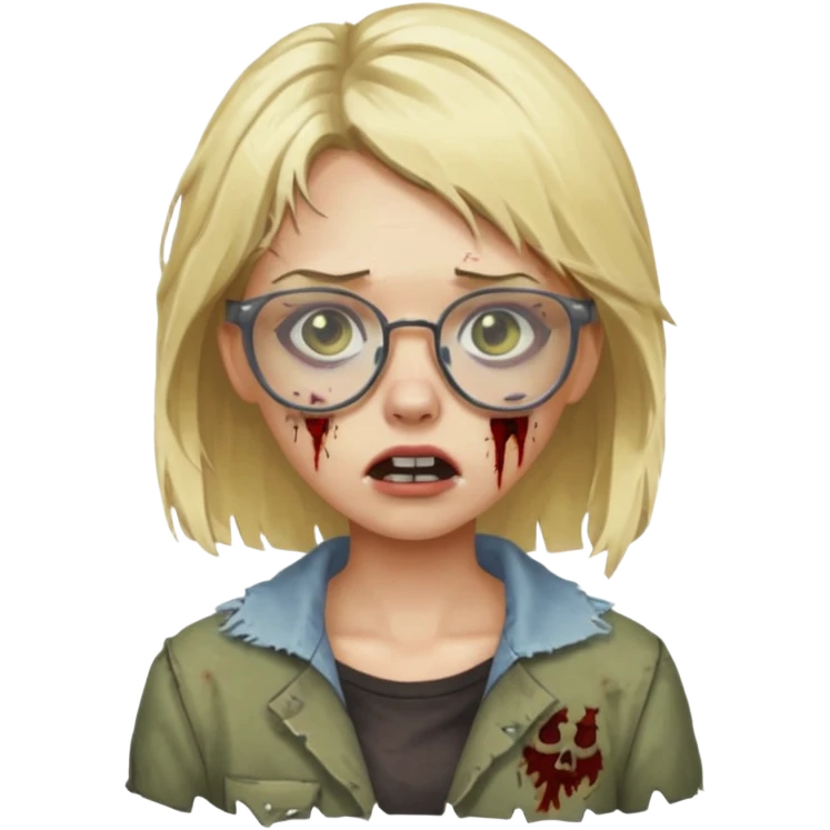 apple zombie emoji girl blonde with glasses emoji