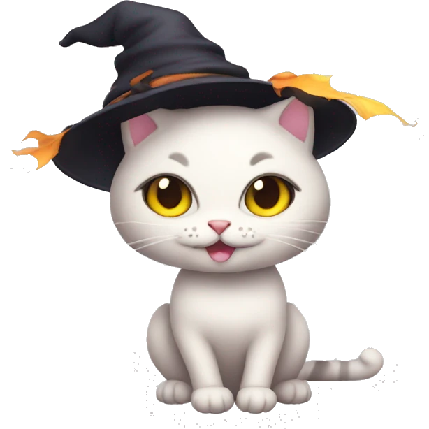 cute cat witch ballow emoji