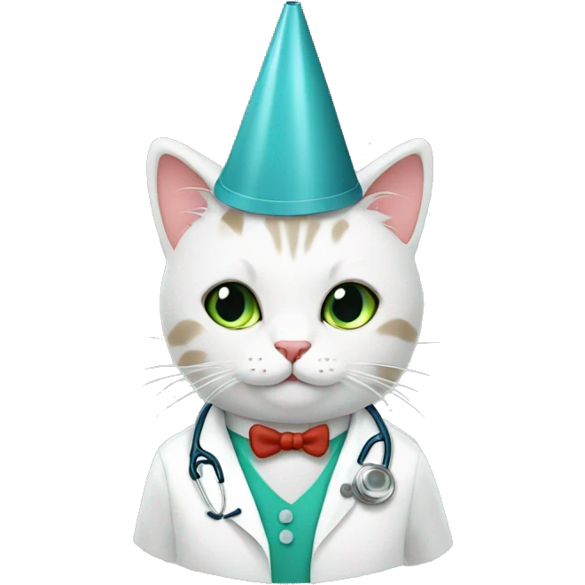 doctor cat party hat birthday emoji
