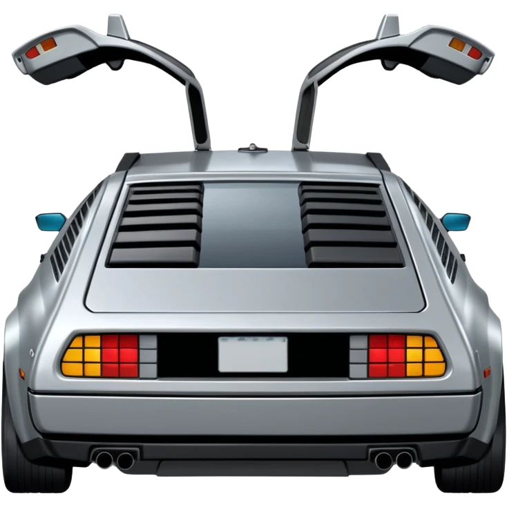 Silver DMC 12 Delorean backview emoji