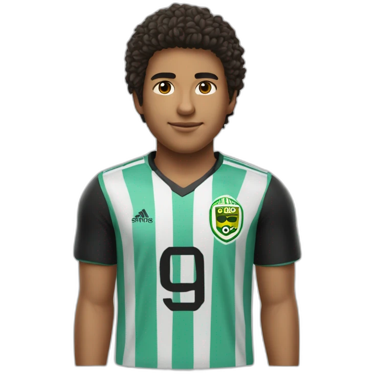 Rapaz de 9 anos moreno cabelo curto  e preto e gosta de jogar futebol  emoji