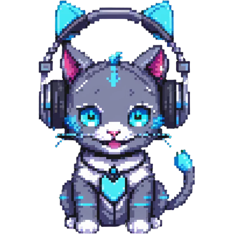 a smiling cybercat wearing headphones emoji