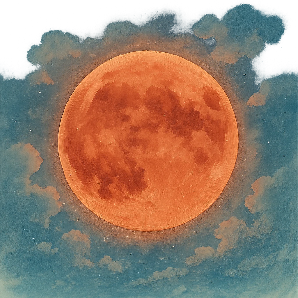 ghibli style blood moon with dreamy atmosphere emoji