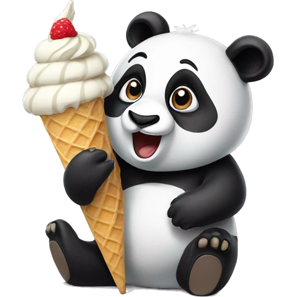 Panda eating ice cream emoji