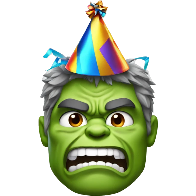 Incredible Hulk with a party hat emoji