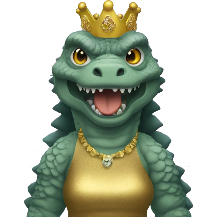 Godzilla dressed as a queen emoji