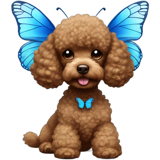 Brown Toy poodle with blue butterfly  emoji
