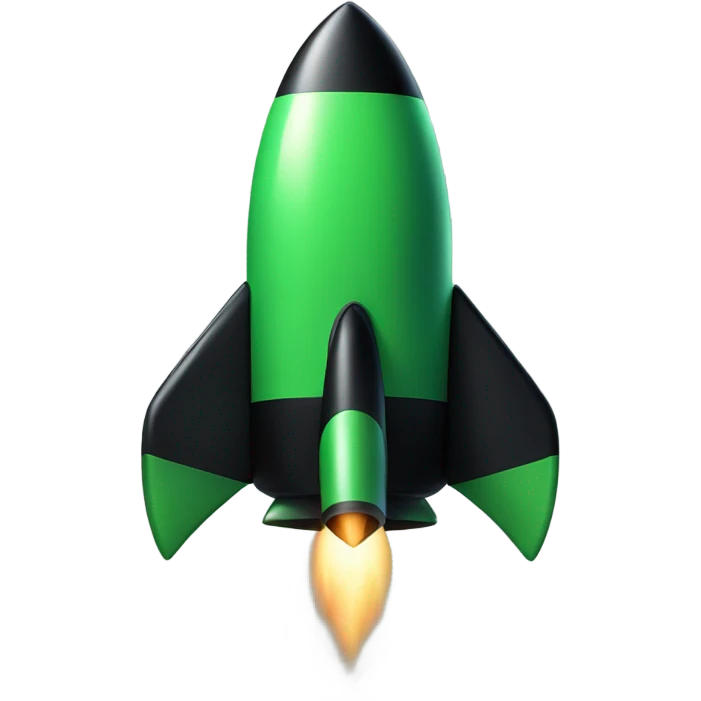 green and black rocket ship emoji