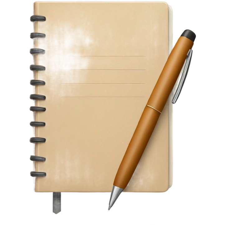 Tan notebook with a pen emoji