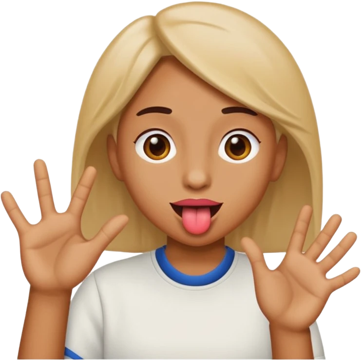 Tongue Out with hands to the side￼ emoji