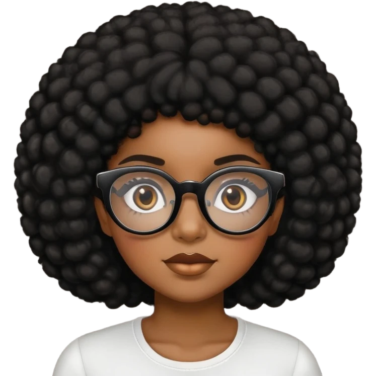Black girl with brown with thick eyeglasses and black fro  emoji