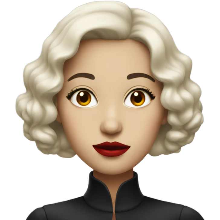 monochrome portrait with red lipstick emoji