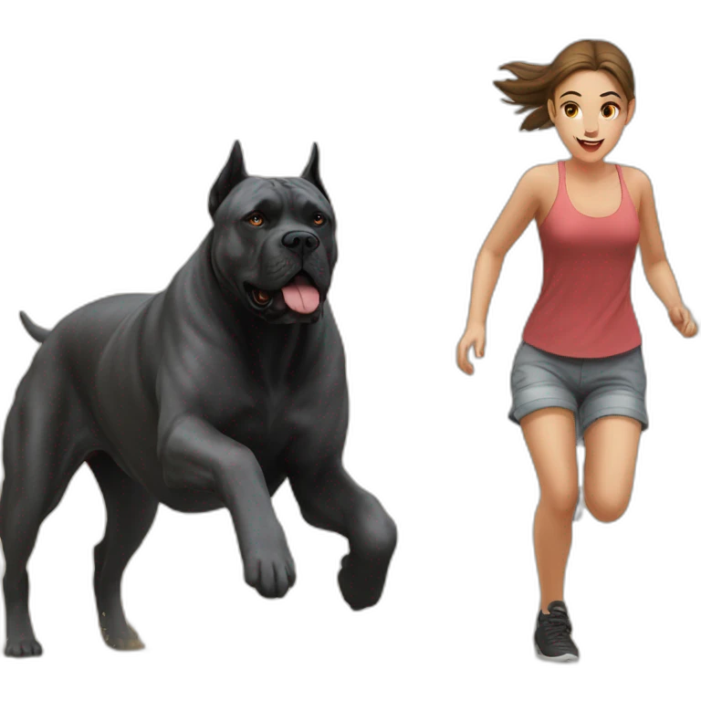Cane Corso chasing a girl emoji