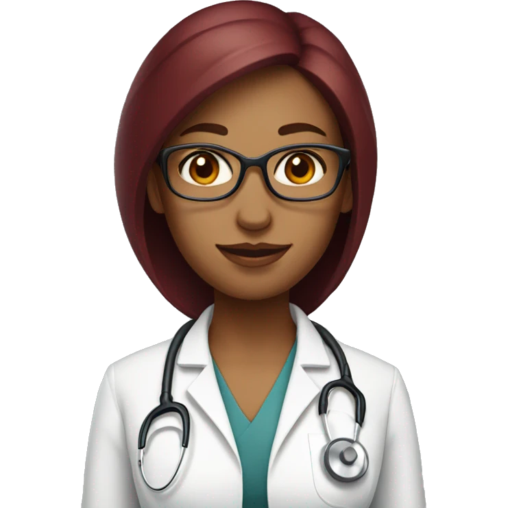 Woman doctor with dark red hair wearing stethoscope without glasses emoji