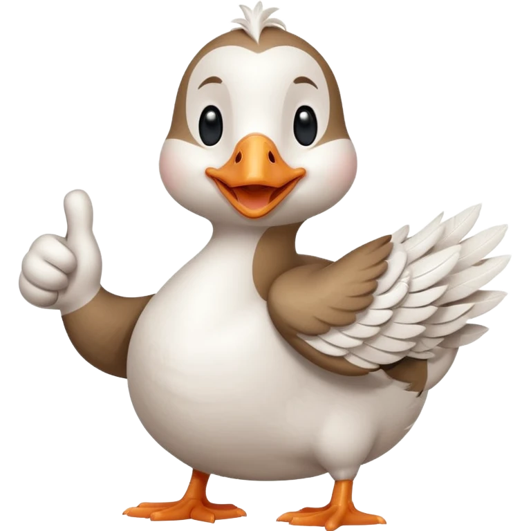 a chibi style adult goose character giving a thumbs up emoji