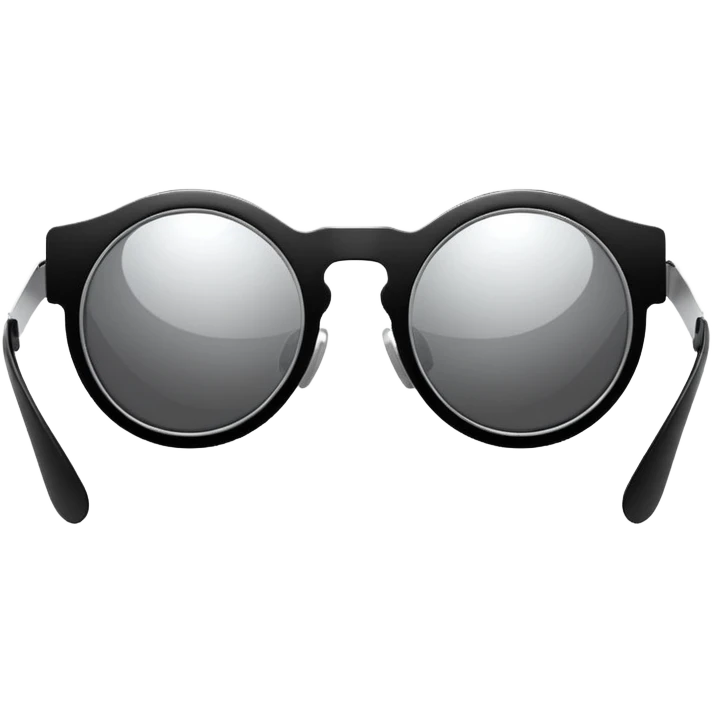 Minimalistic futuristic sunglasses emoji, metallic black and white, reflective lenses, smooth frame, flat vector, clean modern style emoji