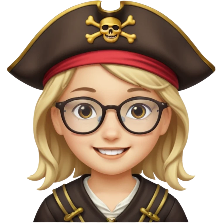 kid girl with pirate costume wearing glasses emoji