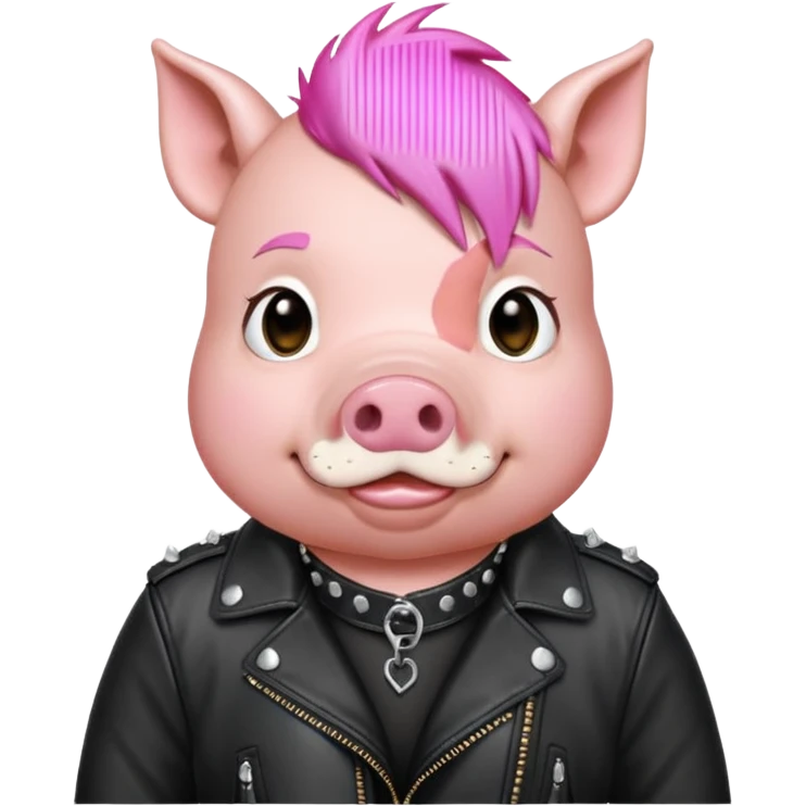 pink haired metalhead pig emoji