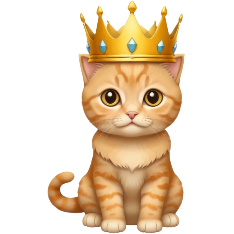 Orange Scottish-fold ears kitten with crown queen  emoji